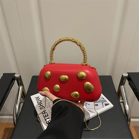 Evening Bag Acrylic Faux Leather Pebble Decor Chic Handbag Crossbody Bag With Chain Strap Fashion For Women