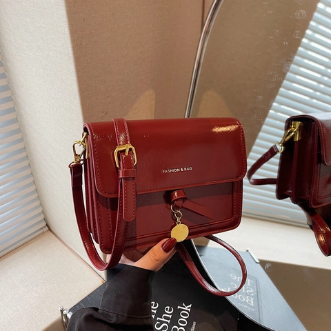 Dames PU Lederen Kleine Vierkante Tas Flap Magnetische Gesp Verstelbare Riem Schouder Crossbody Tas Voor Woon-Werkverkeer Trendy