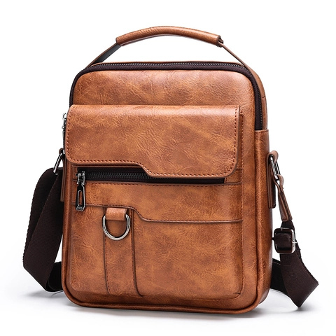 Borsa A Tracolla Da Uomo In Pelle PU Retrò Messenger Borsa A Mano Business Casual Per Uso Quotidiano