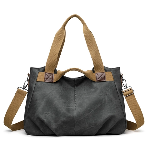 Vintage Women Canvas Tote Bag Large Capacity Washed Canvas Shoulder Bag With Adjustable Strap Casual Top Handle Crossbody Bag