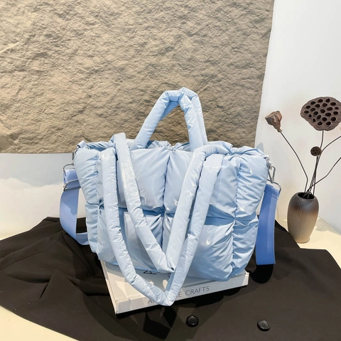 Borsa Tote Trapuntata Da Donna Grande Capacità Nylon Imbottito Borsa A Tracolla Moda Invernale