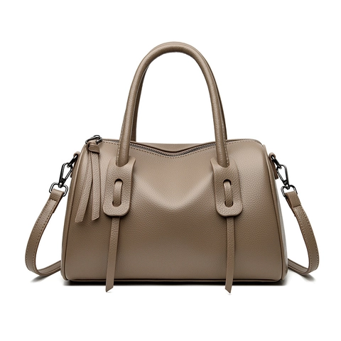 Borsa Boston Da Donna Motivo Litchi Pelle PU Grande Capacità Manico Superiore Borsa A Tracolla Minimalista Retrò