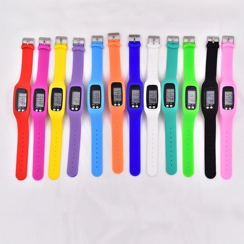Digital Sports Watch Silicone Pedometer Fitness Tracker Calorie Distance Counter LCD Display Plastic Case For Kids Adults