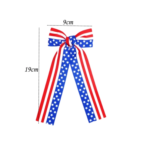 Onafhankelijkheidsdag Amerikaanse Vlag Haarstrik Clips Voor Meisjes Sterren En Strepen Grosgrain Lint Strikken Patriotische Haaraccessoires