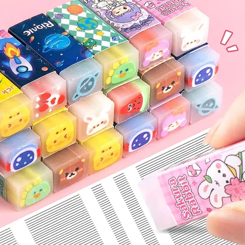 Gomme Per Cancellare Sandwich Cartone Animato Gomma Morbida PVC Motivo Gelatina Orso Coniglio Astronauta Frutta Cancelleria Per Bambini