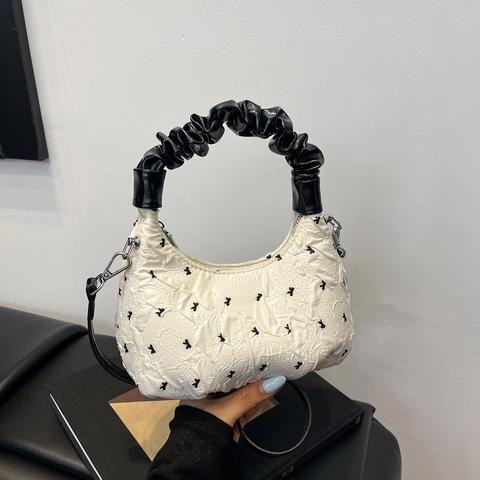 Borsa A Mano Dumpling Arricciata Fiocco Dolce Borsa A Tracolla Con Pendente Ciliegia Versatile Donna