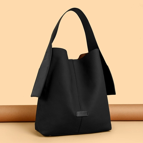 Large Capacity Shoulder Bag With Inner Pouch Matte Suede Feel PU Leather Retro Minimalist Tote Handbag Women Office Travel