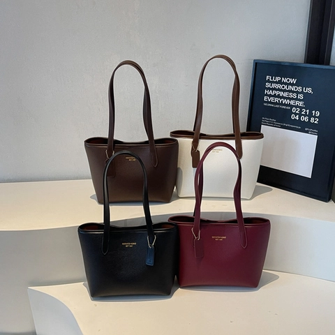 Minimalistische Dames Tote Bag Lychee Grain PU Leer Grote Capaciteit Handtas Schoudertas Trendy Woon Werk Verkeer Stijl