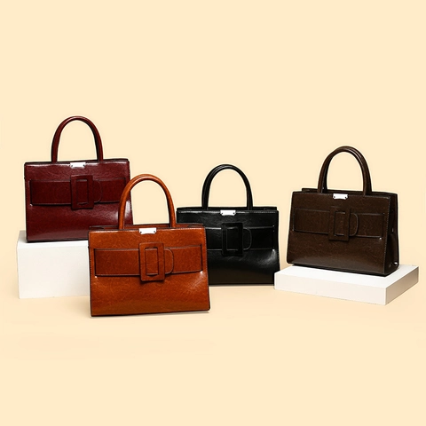 Vintage Γυναικεία Τσάντα Tote από Δέρμα PU Μεγάλης Χωρητικότητας Μόδα Τετράγωνη Πόρπη Τσάντα Ώμου Retro Τσάντα Χειρός για Εργασία