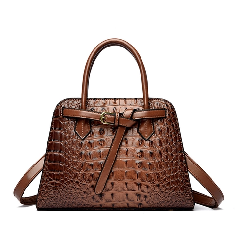 Damen Handtasche Mit Krokodilprägung Aus PU Leder Retro Elegante Strukturierte Henkeltasche Mit Abnehmbarem Schultergurt Gold