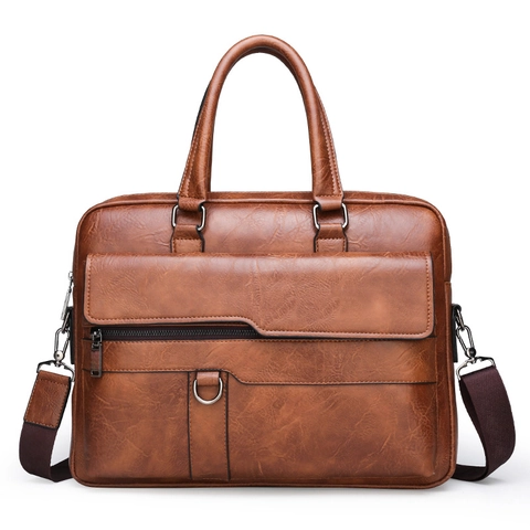 Valigetta Business Da Uomo Pelle PU Motivo Litchi Borsa Per Laptop Impermeabile Vintage Borsa A Tracolla Da Spalla
