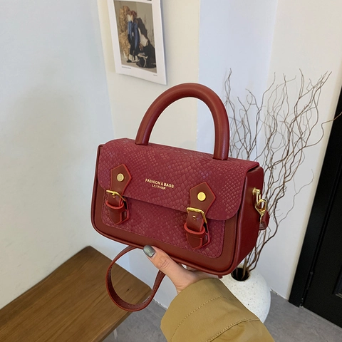 Sac Bandoulière Vintage Pour Femmes Cuir PU Motif Serpent Patchwork Sac À Main Avec Poignée Et Bandoulière Réglable