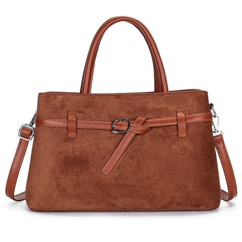 Bolso Tote De Gran Capacidad Con Textura De Ante Bolso De Mano Mate Con Correa Ajustable Estilo Retro Para Mujer
