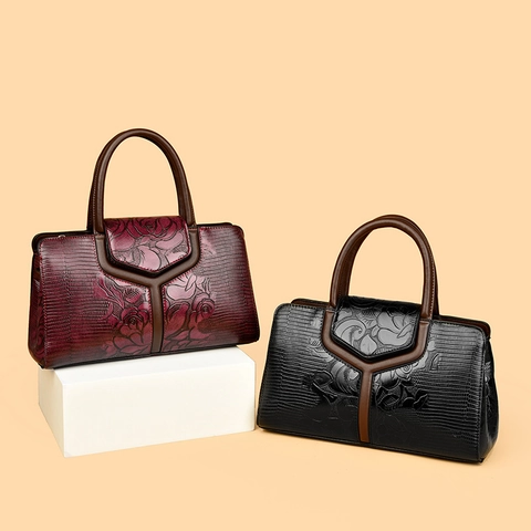 Borsa A Mano Vintage In Pelle PU Con Goffratura Rose Motivo Coccodrillo Lucertola Borsa A Tracolla Da Donna