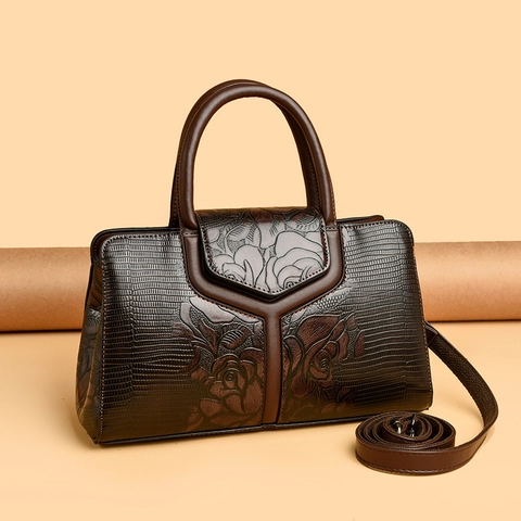 Borsa A Mano Vintage In Pelle PU Con Goffratura Rose Motivo Coccodrillo Lucertola Borsa A Tracolla Da Donna