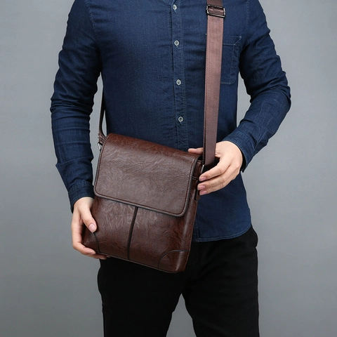 Heren PU Leer Zakelijk Casual Crossbody Tas Waterdichte Schoudertas Messenger Bag Met Flap Voor Dagelijks Pendelen Kantoorgebruik