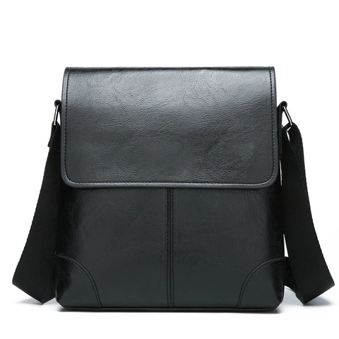 Herren Business Casual PU Leder Umhängetasche Wasserdicht Lychee Textur Messenger Bag Mit Verstellbarem Riemen Klappe Tasche