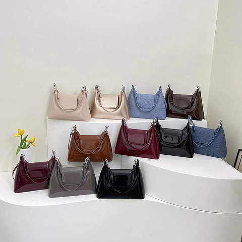 Sac À Bandoulière Rétro En Cuir Verni Pour Femmes Grande Capacité Sac À Main Mode Avec Bandoulière Réglable