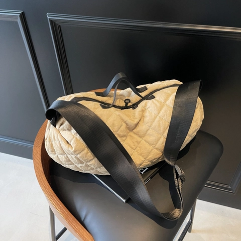 Borsa Trapuntata Grande Capacità Nylon Poliestere Motivo Rombi Tracolla Regolabile Borsa Dumpling Casual Per Donna