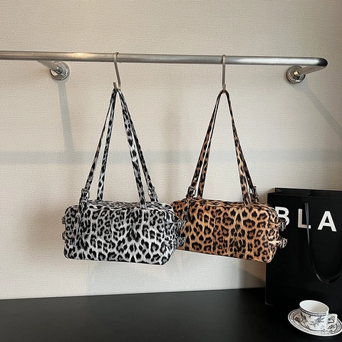 Schultertasche Mit Leopard Muster Vintage Verstellbarer Riemen Große Kapazität Trendige Handtasche Für Damen