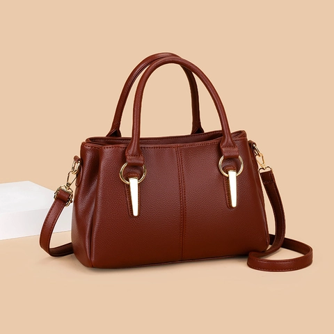 Women PU Leather Handbag Large Capacity Litchi Texture Tote Bag Solid Color Shoulder Crossbody Bag With Detachable Strap