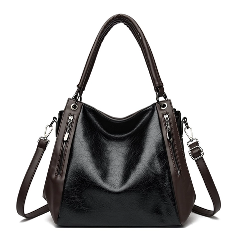 Women Vintage PU Leather Tote Bag Large Capacity Multi Compartment Shoulder Crossbody Bag For Daily Commute Retro Style