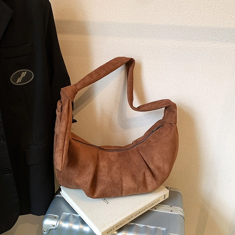 Borsa Hobo In Camoscio Vintage Grande Capacità Stampa Leopardata Borsa A Spalla Con Pompon Retro Donna