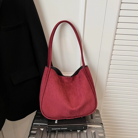 Borsa Hobo Da Donna Grande Capacità Aspetto Scamosciato Borsa A Spalla Minimalista Con Pochette Interna Retro Sottobraccio