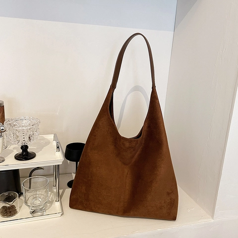 Vintage Suede Hobo Underarm Bag Large Capacity Leopard Print Commuter Shoulder Tote For Women Minimalist Casual