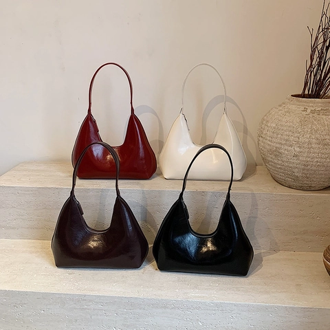 Borsa a Tracolla Hobo da Donna in Pelle PU Lucida Grande Capacità Borsa a Mezzaluna Moda Pendolare per Viaggi Quotidiani