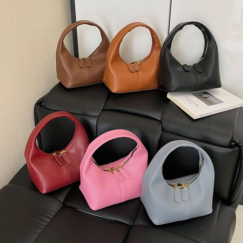 Damen Minimalistische PU Leder Handtasche Reißverschluss Halbmond Hobo Tasche Lässige Vielseitige Schicke Herbst Winter