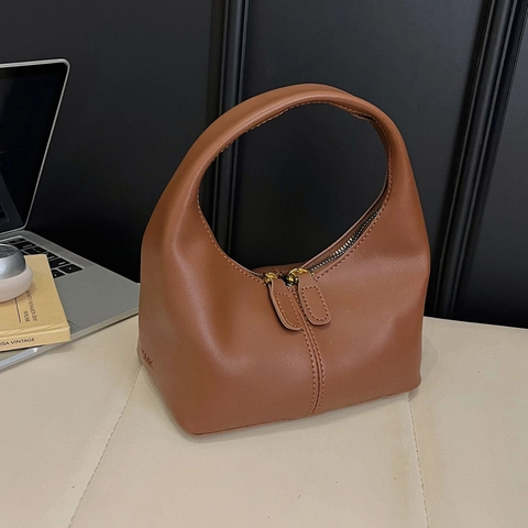 Damen Minimalistische PU Leder Handtasche Reißverschluss Halbmond Hobo Tasche Lässige Vielseitige Schicke Herbst Winter