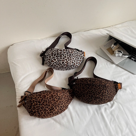 Marsupio Con Stampa Leopardata In Tela Borsa Da Petto Borsa A Tracolla Tracolla Regolabile Viaggio Casual Moda Donna