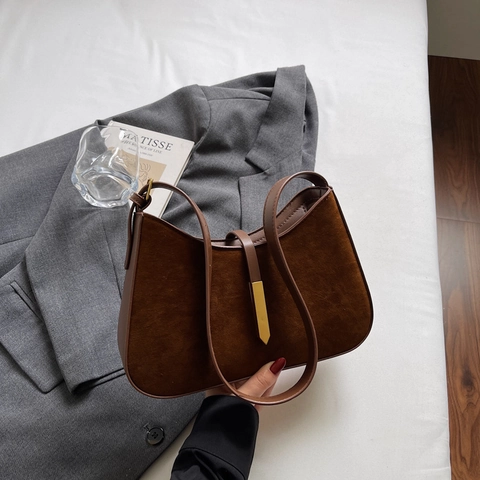 Borsa Sottobraccio Da Donna In Pelle PU Scamosciata Smerigliata Vintage Borsa A Tracolla Hobo A Mezzaluna Retrò Stile Versatile