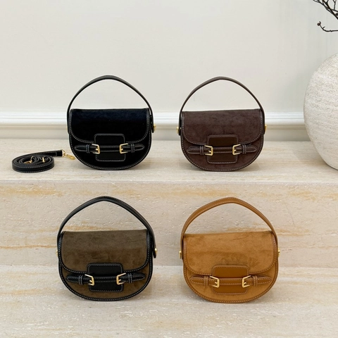 Bolso De Hombro Vintage Tipo Silla Para Mujer Color Contrastado PU Ante Patchwork Bolso Cuadrado Pequeño Con Hebilla