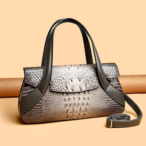 Borsa A Mano Tote In Pelle PU Con Motivo Coccodrilo Grande Capacità Borsa A Tracolla Con Patta Per Donna Moda Business Casual