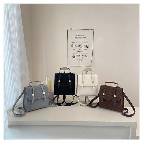Mini Sac À Dos Vintage Imprimé Léopard Pour Femme Cuir PU Fermeture À Rabat Sac À Épaule Matériel Doré Sac À Main Multifonctionnel À La Mode
