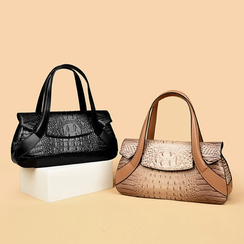 Handtas Van PU Leer Met Krokodillenreliëf Vintage Grote Shopper Underarm Schoudertas Voor Dames Kantoor Woonwerkverkeer Trendy
