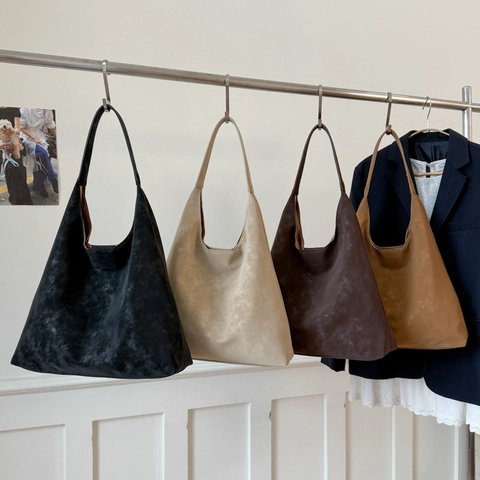 Borsa A Spalla In Pelle PU Opaca Grande Capacità Retro Borsa Tote Minimalista Per Donna Con Pochette