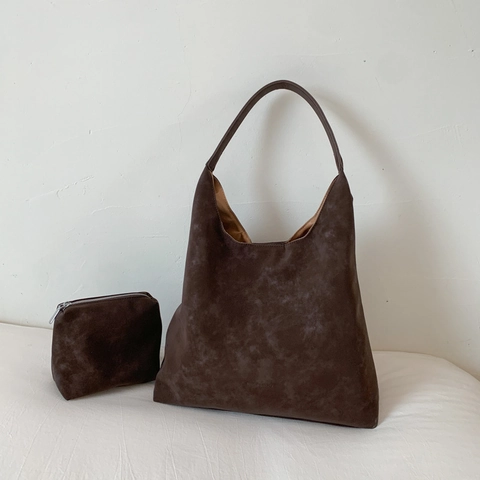 Borsa A Spalla In Pelle PU Opaca Grande Capacità Retro Borsa Tote Minimalista Per Donna Con Pochette