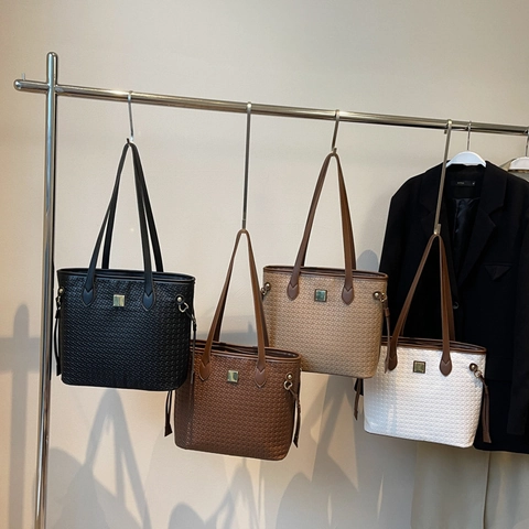 Borsa Tote In Pelle PU Intrecciata Grande Capacità Chiusura Con Zip Retrò Casual Borsa A Spalla Da Donna Quotidiana