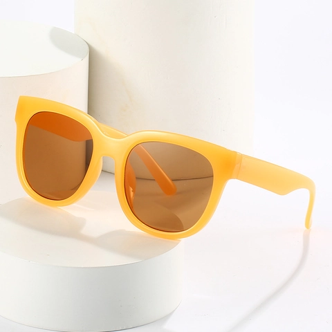 Occhiali Da Sole Oversize Color Caramello Protezione UV400 Retro Grande Montatura PC Per Donne