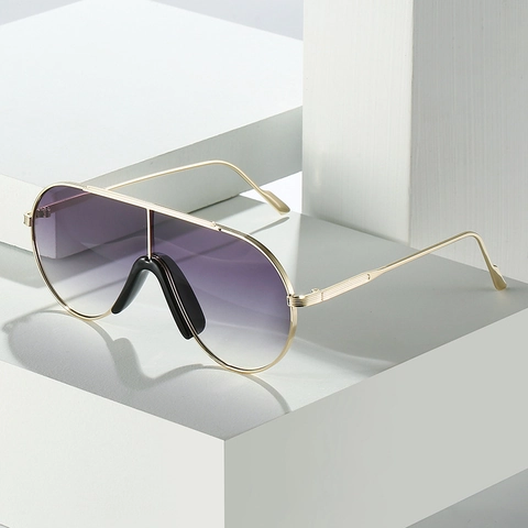 Lunettes De Soleil Surdimensionnées Monture En Métal Protection UV400 Verres Dégradés Style Pilote Mode Unisexe