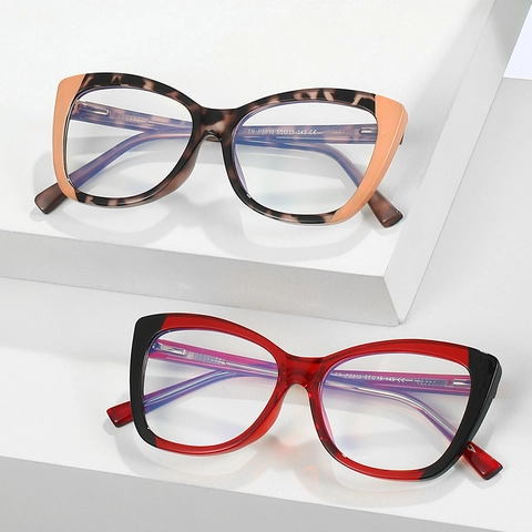 Montatura Per Occhiali Ottici Occhio Di Gatto TR90 PC Lente Anti Luce Blu Quadrato Grande Moda Retro Per Donne