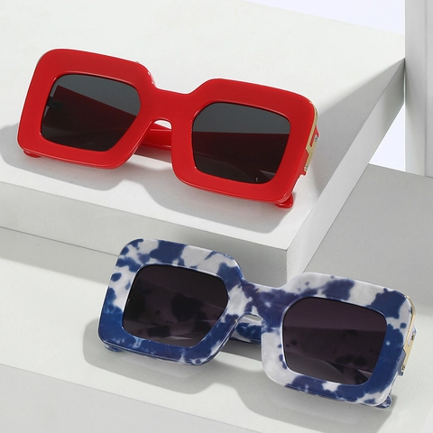Oversized Square Sunglasses PC Frame AC Lens UV400 Protection Fashion Marble Leopard Print Eyewear For Men Women