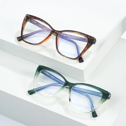 Montatura Occhiali Occhio Di Gatto Da Donna Anti Luce Blu Ottica TR90 PC Materiale Moda Stile Retrò Trasparente Tartarugato