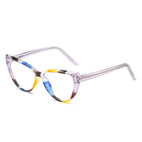 Montura De Gafas Cat Eye TR90 PC Anti Luz Azul Bisagra De Resorte Ligera Gafas De Moda Para Mujeres Hombres