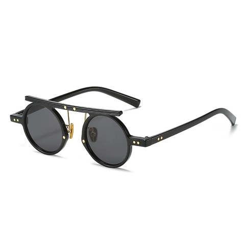 Gafas De Sol Redondas Steampunk Vintage Punk Montura PC Protección UV400 Barra Metálica Decorativa Para Hombres Mujeres