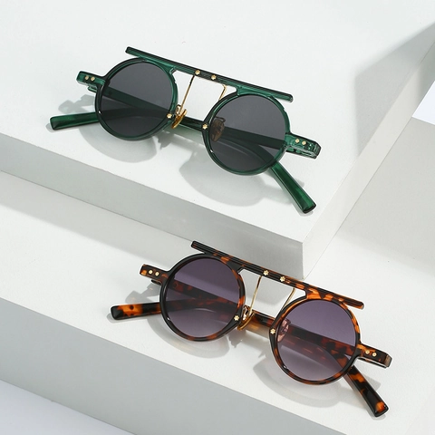Gafas De Sol Redondas Steampunk Vintage Punk Montura PC Protección UV400 Barra Metálica Decorativa Para Hombres Mujeres