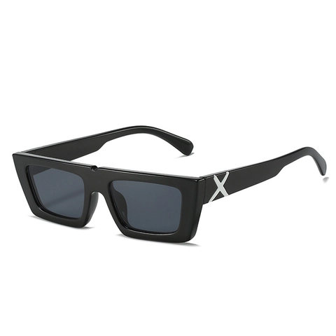 Occhiali da Sole Quadrati Retrò per Uomo Donna Montatura in PC Rettangolare Con Decorazione in Metallo X Protezione UV400